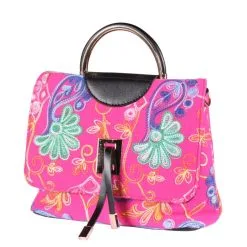 Tasje Deluxe ''Jacky'' Borduur, Borduur Pink, Handtas