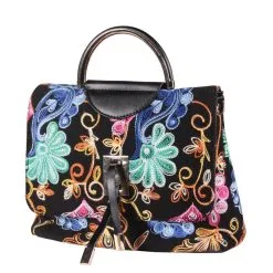 Tasje Deluxe ''Jacky'' Borduur, Borduur Zwart, Handtas