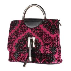 Tasje Deluxe ''Jacky'' Brokaat Zilver, Roze-Zilver, Handtas