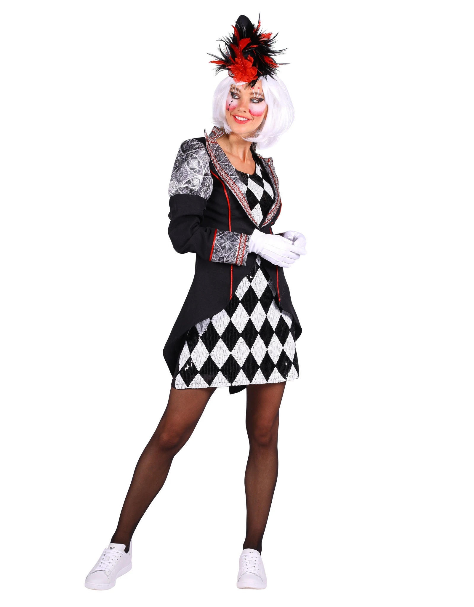 Themakostuum Clown Pierro, Zwart-Zilver 3 Themakostuum Clown Pierro, Zwart-Zilver - Afbeelding 3