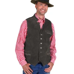 Tirolervest Leer Felix, Grijs