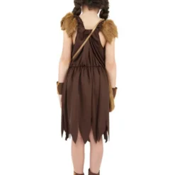 Viking Meisjeskostuum, Bruin -Schmink Specialist viking meisjeskostuum bruin 2