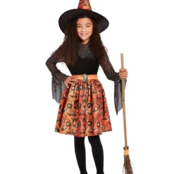 Vintage Heks Kostuum Kind, Oranje
