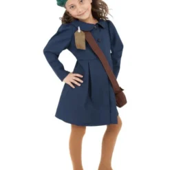 WW2 Evacuee Meisjeskostuum, Blauw
